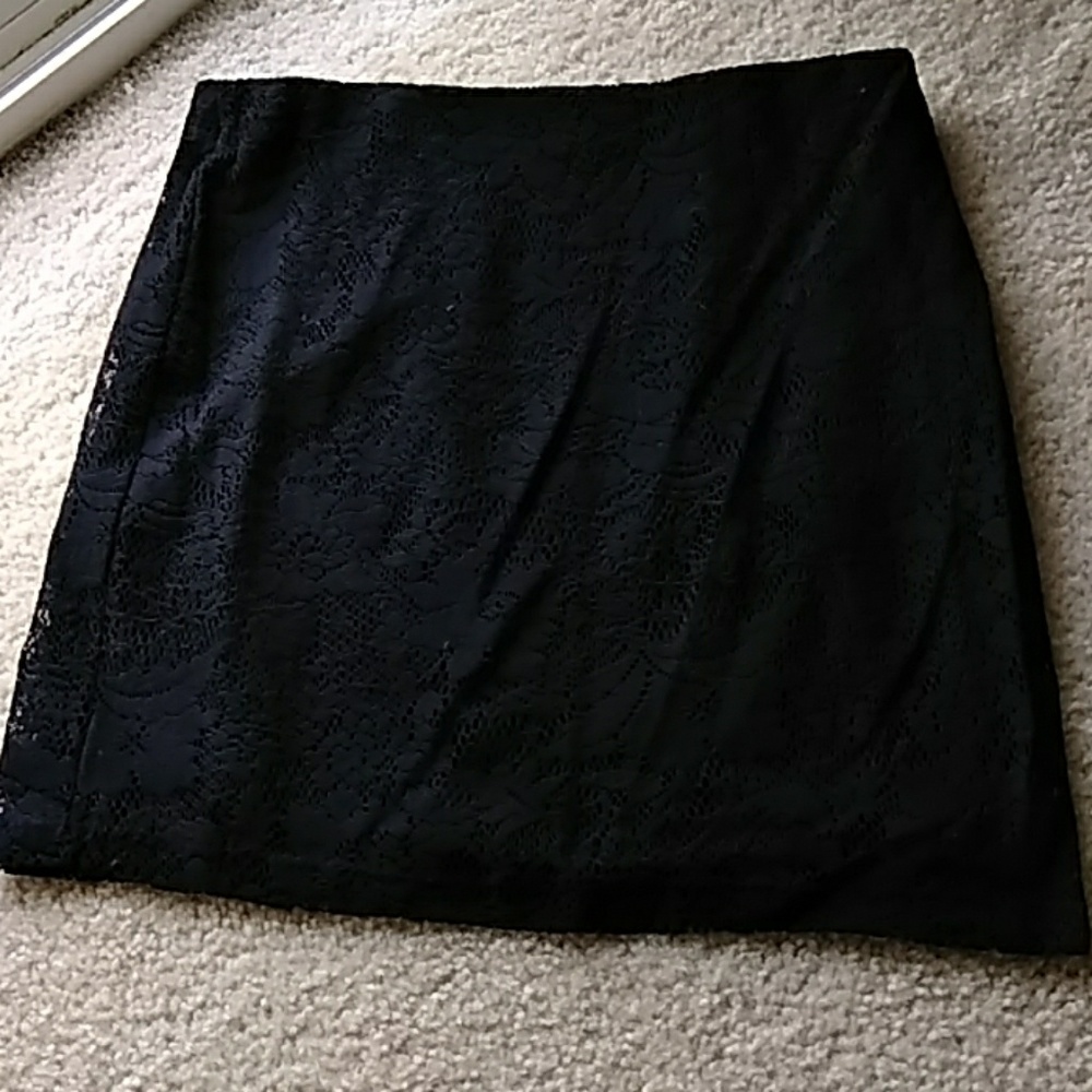 Black lace mini skirt